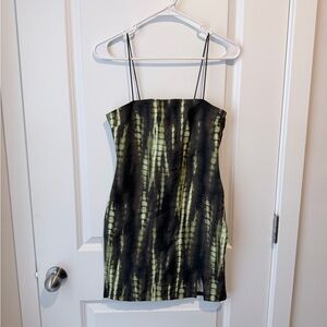 Forever 21 Tie-Dye Bodycon Mini Dress – Black/Lime – Size S